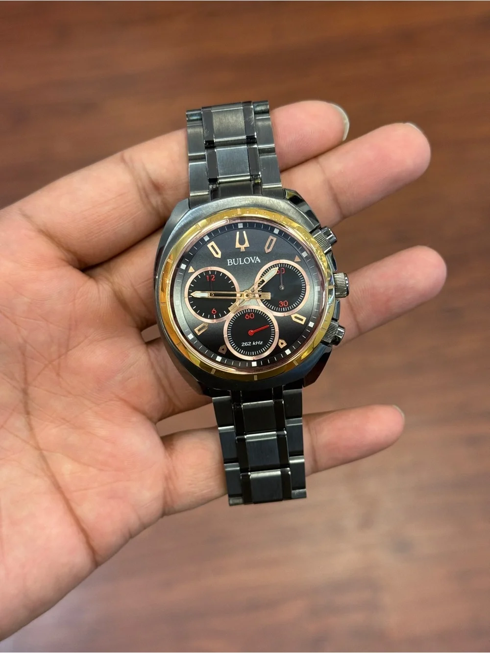 Bulova gunmetal and Rose Gold curv Men's Chronograph Watch